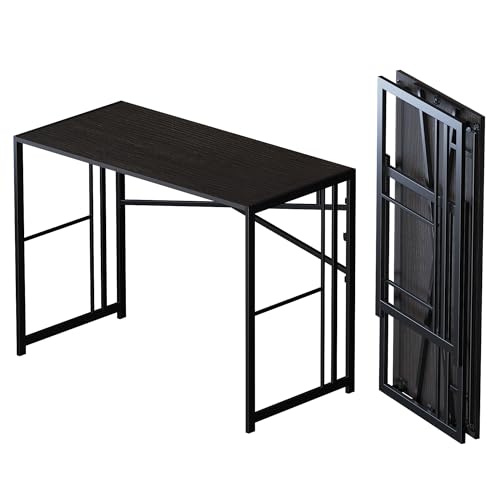 Lutown-Teen Folding Desk 40 inch No Assembly Required, Black - color: Black, size: 40 Inch