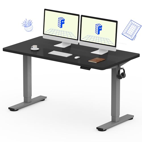FLEXISPOT EN1 55"x28" One-Piece Electric Standing Desk, Black | 1" Thick Seamless Desktop, 176 LBS Capacity, Home Office Use, 4 Memory Presets, Multi-Monitor Setup, Easy Assembly - color: Black, size: 55x28