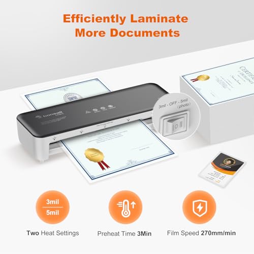 Bonsaii 9 Inch Laminator Machine with 50 Laminating Sheets, Jam-Free Tech - color: Grey