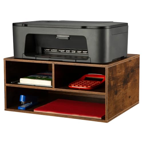 EMERIT Printer Stand Shelf with Storage Wood Desk Paper Organizer for Home/Office, Printer Riser, 2 Tier - color: Wood, size: Medium