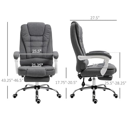 Executive Office Chair with Footrest, Linen-Fabric Computer Chair