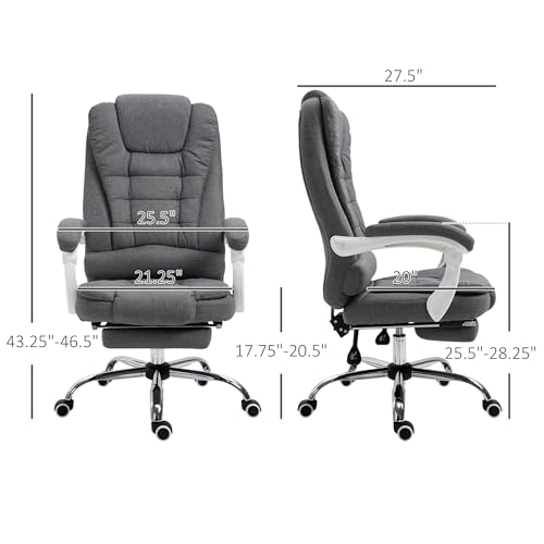 Executive Office Chair with Footrest, Linen-Fabric Computer Chair