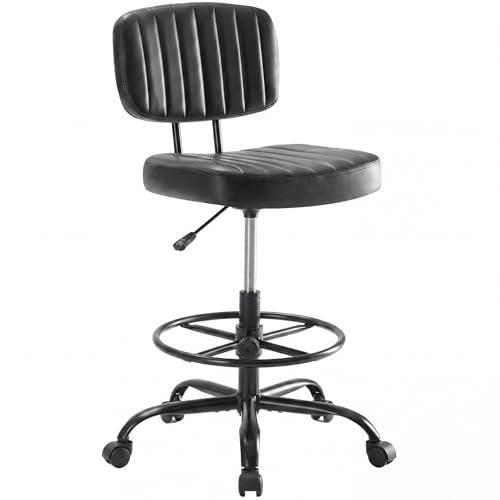 DUMOS Armless Drafting Chair, Standing Desk Chair, Rolling Stool - color: Black