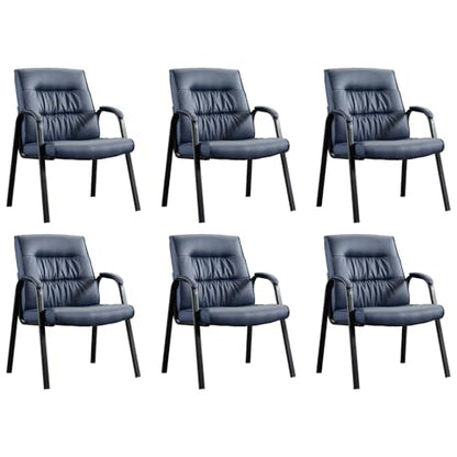 Big&Wide Office Guest Reception Chair Set of 6, Conference Room Chairs Waiting Room Chairs 6 Pack, Modern Leather Office Desk Chair No Wheels(Navy Blue) - color: Navy Blue, size: 6 Pack