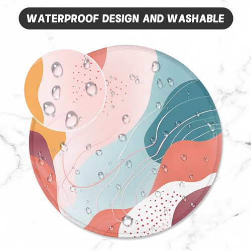 ITNRSIIET Round Mouse Pad with Stitched Edge Premium-Textured Waterproof Non-Slip Rubber Base Desktop Protection Mat Diameter 8.7 inches, Art Style Pattern - color: A03-Art Style Pattern