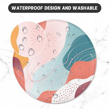 ITNRSIIET Round Mouse Pad with Stitched Edge Premium-Textured Waterproof Non-Slip Rubber Base Desktop Protection Mat Diameter 8.7 inches, Art Style Pattern - color: A03-Art Style Pattern