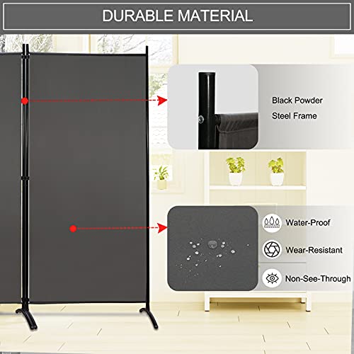 MAYOLIAH 3 Panels Room Divider Partition 6ft Tall Folding Privacy Screen - color: Grey, size: 34"-3 Panel-Arc Base