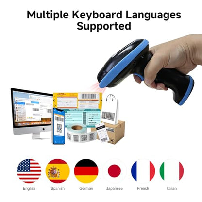 VOTTAN 2D USB Barcode Scanner with Stand, PDF417 Data Matrix Aztec QR Code Handheld Barcode Reader with Universal Holder