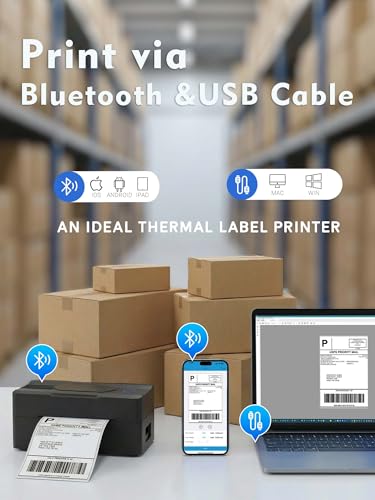 Forc Bluetooth Thermal Shipping Label Printer, 4x6, Black | Wireless, Compatible with Android, iPhone, Windows & Mac, For Small Business, Works with Amazon, Etsy, USPS - color: Black