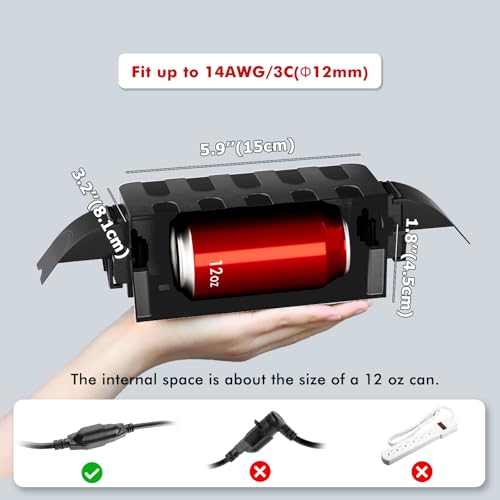 Flemoon IP55 Small Outdoor Electrical Box Waterproof, for Power Strip | Inner 5.9 x 3.2 x 1.8inch, Extension Cord Cover with Detachable Awning Covers for Plug, Outlet, Holiday Lights, Black - color: Black, size: Small