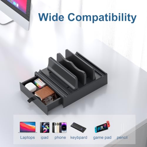 Vertical Laptop Stand, with Storage Adjustable 4 in 1 ABS - color: Storage