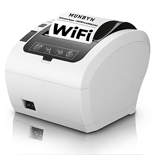 MUNBYN WiFi Thermal Receipt Printer with USB/LAN/RS232 Port POS Printer - color: White