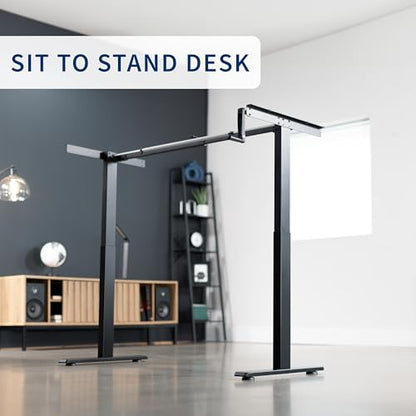VIVO Black Manual Height Adjustable Stand Up Desk Frame with Hand Crank System, Ergonomic Standing 2 Leg Workstation, DESK-V101M