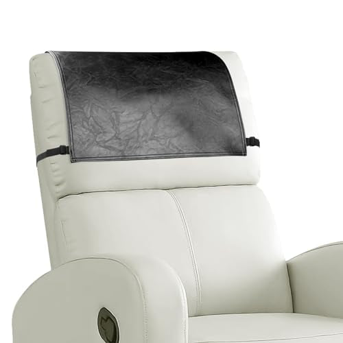Headrest Cover for Recliner Chair Recliner Headrest Protector with Elastic Straps Faux Leather Headrest Cover Chair Couch Headrest Cover for Furniture Sofa Protector 17 x 27In (Black) - color: Black, size: 17x27 in