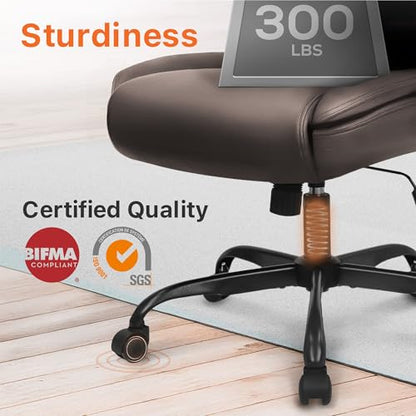 NEO CHAIR Office Desk Chair, High Back PU Leather with Flip-up Arms, Brown - color: Brown