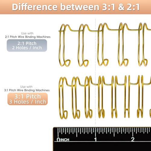 Rayson Wire Binding Spines, 9/16" 3:1 Pitch, 32-Loop Gold, 100 Pack | Binds up to 120 sheets; fits 3:1 pitch machines for reports, manuals and projects.
