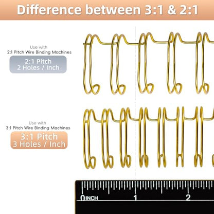 Rayson Wire Binding Spines, 9/16" 3:1 Pitch, 32-Loop Gold, 100 Pack | Binds up to 120 sheets; fits 3:1 pitch machines for reports, manuals and projects.