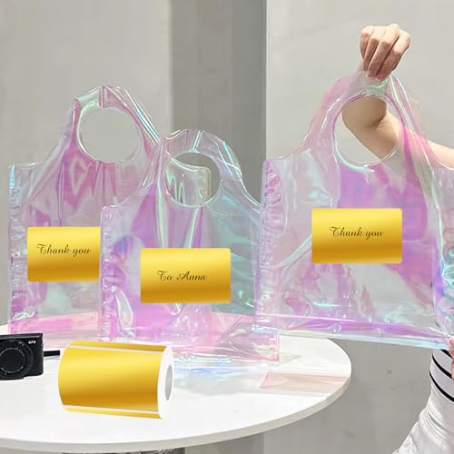3x2 Inch Holographic Thermal Labels, Gold Thermal Sticker Labels, Rainbow Glitter Stickers for Price, Barcode, Mailing, Name, DIY Custom Logo Design, 200 Pcs/1 Roll - color: Holographic Gold, size: 2*3 inch