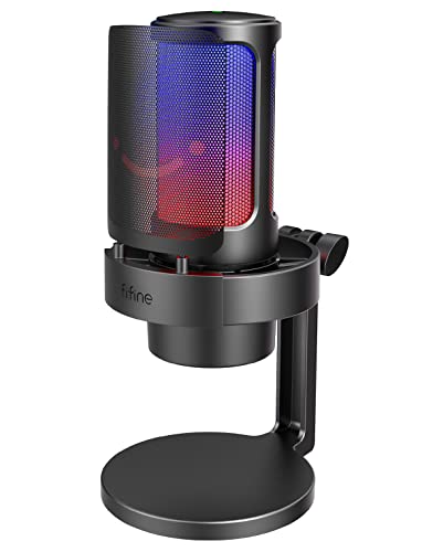 FIFINE AmpliGame A8 USB Gaming Condenser Microphone with RGB Control for PC | Headphone Jack, Quick Mute, Gain Knob, Desktop Mic, Shock Mount, Pop Filter, for PS4/5 Streaming Discord Twitch Podcasts - size: A8-Desktop