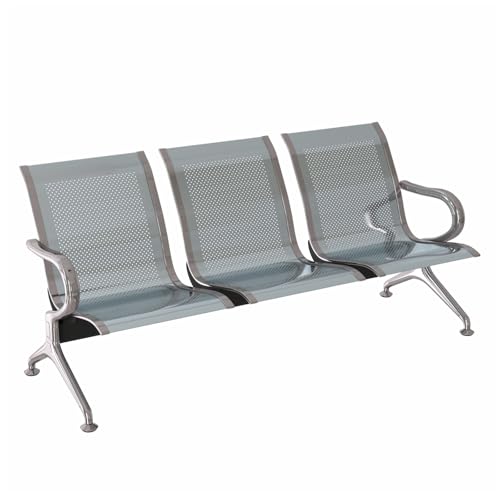 Kinsuite Waiting Room Chair - 3-Seat Waiting Room Bench Airport Reception Bench, Lobby Bench Seating Office Bench Waiting Area Chairs for Airport Business Hospital Market, Grey - color: Grey, size: 3-Seat