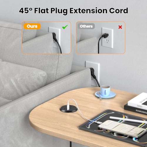 2 Inch Desk Power Grommet Outlet, 1AC Outlets, 3 USB (2 USB-C), Black, 6FT - color: Black