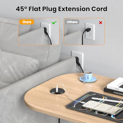 2 Inch Desk Power Grommet Outlet, 1AC Outlets, 3 USB (2 USB-C), Black, 6FT - color: Black