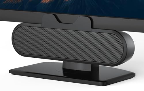 INGA Computer Speakers for Desktop PC, USB Monitor Speaker Bar with Clip-On, Wired Desk Speakers with HD Stereo Loud Sound, Laptop Speaker Mini Sound Bar, Easily Clamps to Monitor