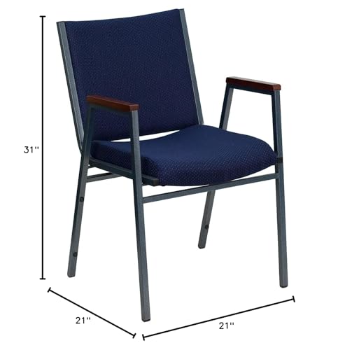 Flash Furniture Hercules Fabric Stack Chair with Arms, Navy Blue - color: Navy Patterned Fabric, size: Set of 1