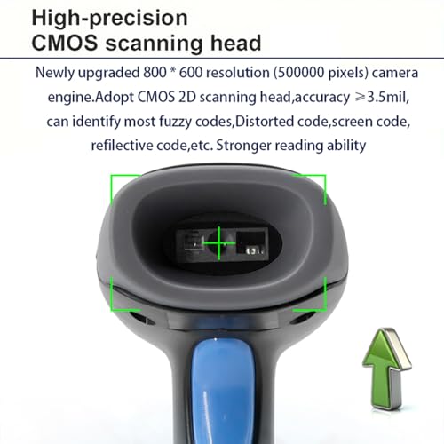 2D Wireless Bluetooth Barcode Scanner with 2000mAh Battery | QR Code Reade Handheld 1D 2D Bar Codes Reader Rechargeable Inventory Scanner for Supermarket, Warehouse, Retail