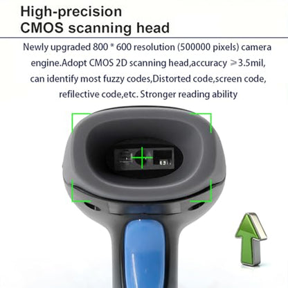 2D Wireless Bluetooth Barcode Scanner with 2000mAh Battery | QR Code Reade Handheld 1D 2D Bar Codes Reader Rechargeable Inventory Scanner for Supermarket, Warehouse, Retail