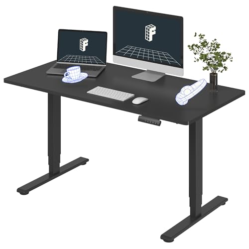 FLEXISPOT E6 3-Stage Dual Motor Electric Standing Desk 55 x 28 Sit Stand Up Desk, Holds 220 lbs, Adjustable Height w/Memory Presets, One-Piece Black Desktop & Black Frame, Ships in 2 Boxes - color: Black Frame + Black Top, size: 55"x28" Whole-Piece