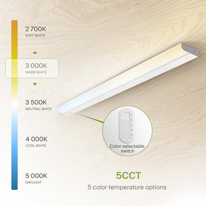 ASD LED Under Cabinet Lighting Hardwired, 40 Inch 20W 2700K-5000K Selectable, 1814LM, CRI90+, Direct Wire Linkable Under Counter Lights for Kitchen, Dimmable Under Cabinet Lights, White, UL Certified - color: 40 Inch White, size: 1 Pack