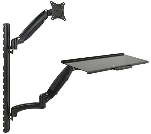 VIVO Black Sit-Stand Wall Mount Counterbalance Height Adjustable Monitor and Keyboard Workstation for Screens up to 27 inches STAND-SIT1K… - color: Black