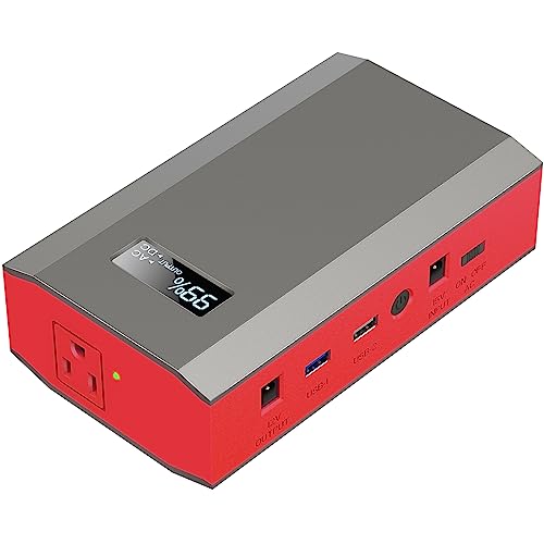 Portable Power Bank with AC Outlet, 65W 110V Portable Laptop Charger Backup | Portable External Battery Power Pack Fast Charging Power Source for Outdoor RV Tent Camping Smart Devices Emergency -Grey Red - color: Red Grey