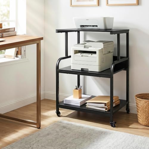 GIANTEX 21.5"x16"x32" Rolling Printer Stand with Adjustable Storage Shelf - color: Black, size: 21.5"x16"x32"