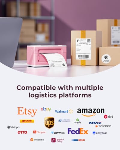 MUNBYN Bluetooth Thermal Label Printer 941BP, 300DPI Wireless 4x6 Shipping - color: Pink