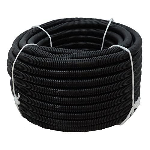 Flexible Polyethylene HDPE Non-Split Corrugated Wire Loom Tubing (Black, 1-1/2" Dia. x 100 ft) - color: Black, size: 1-1/2" Dia. x 100 ft
