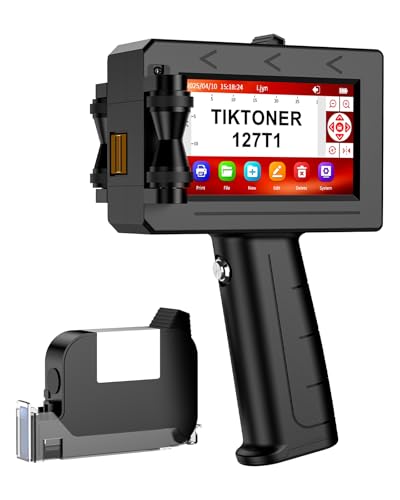 127T1 Handheld Inkjet Printer - Portable Handheld Printer for Text/Logo/QR Code/Barcode/Date/Batch Number/Serial Number, Inkjet Coding Machine for Cardboard/Metal/Plastic/Ceramic/Wood/Fabric