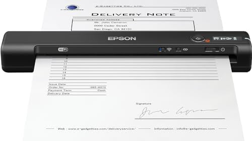 Epson ES-60W Wireless Compact Lightweight Sheetfed Mobile Color Document Scanner in Retail Packaging