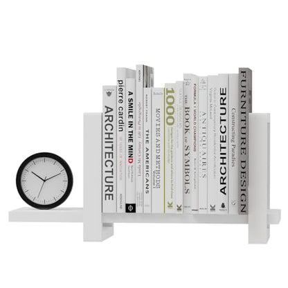 100% Solid Wood Adjustable Desktop Bookshelf, Retro Tabletop Bookshelf, Desk Shelf for Living Room, Home, Office, Perfect for Magazine, Books, Cookbooks, No Tools Required to Assemble (White) - color: White