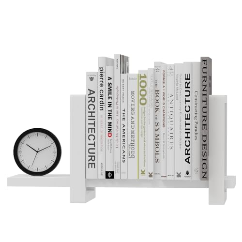100% Solid Wood Adjustable Desktop Bookshelf, Retro Tabletop Bookshelf, Desk Shelf for Living Room, Home, Office, Perfect for Magazine, Books, Cookbooks, No Tools Required to Assemble (White) - color: White