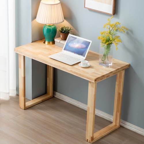 Solid Wood Desk, Wooden Computer Desk for Home Office, Gaming Study Desk for Small Spaces, Writing Work Desk for Bedroom,Easy Assembly (Wood Color 47inch) - color: Wood Color 47inch