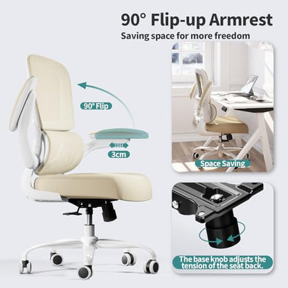 TRALT Office Chair Ergonomic Desk Chair - Gaming Chair with Lumbar Support | 330 LBS Home Office Desk Chairs with Headrest, Reading Chair with Flip-up Armrests, Comfortable Computer Chairs (1, Greige) - color: Greige
