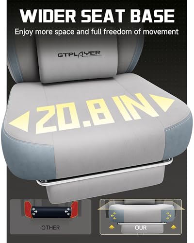 GTPLAYER Big & Tall Gaming Chair, Wide Seat with Footrest, Gray - color: 05 Gray