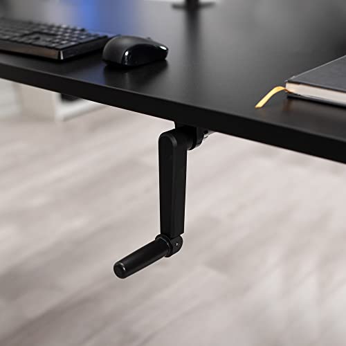 VIVO Manual Height Adjustable 60 x 24 inch Stand Up Desk, White Solid One-Piece Table Top, Black Frame, Standing Workstation with Foldable Handle, DESK-KIT-MB6W | Manual, Holds 110 lbs, Sit Stand, Height Adjustable, Solid One-Piece Table Top, Home Office,