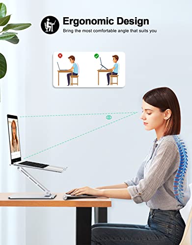 RIWUCT Aluminum Alloy Laptop Stand for Desk, Foldable Laptop Riser Holder - color: Silver