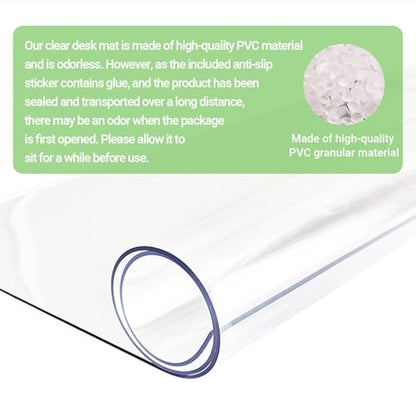 Medium Clear Vanity Mat, 23.6"x15.7", Makeup Desk Protector | Anti-Slip, Waterproof, Scratch Resistant, Safe Round Edge, Odorless, Easy Clean, Prevents Vanity Cosmetics & Pet Bowl stains - size: 23.6" x 15.7"