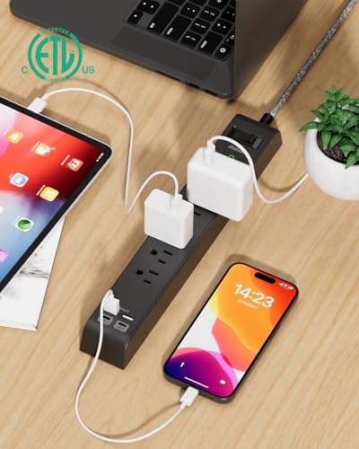 2 Pack 20FT Power Strip Surge Protector, Extension Cord Multiple Outlets - size: 20 FT, style: Braided Cord