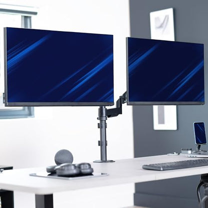 VIVO 17 to 32 inch Dual Mechanical Monitor Mount, 2 Tension Spring Arms, Adjustable Swivel, Rotation, Heavy Duty VESA Desk Stand with C-clamp, Grommet, Max VESA 100x100, Black, STAND-V002K - color: Black, size: Dual Mount