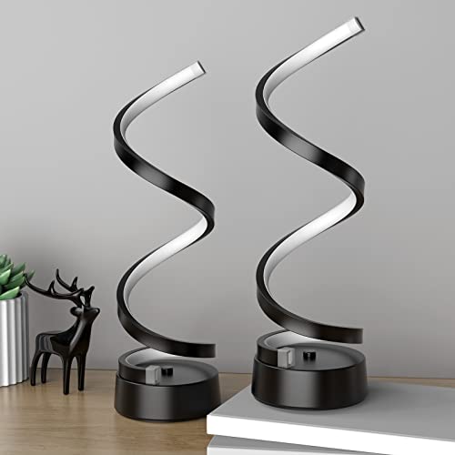 NUÜR Table Lamps for Living Room Set of 2, Black Dimmable LED Lamp, Small Bedside Lamps, Nightstand Lamp for Bedroom Office Home Living Room - color: Black 2 Pack